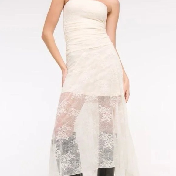 NWOT Abercrombie & Fitch Cream Lace Midi Dress size MT - Picture 3 of 3